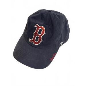 Boston Red Sox Black Strapback Baseball Cap Sequin B Logo Fenway Park Collection
